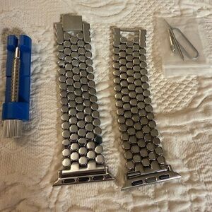 Triple Theta Silver Metal Watch Band for Apple Watch